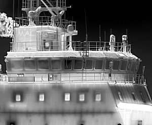 Infrared image of a boat captured with NoxCore